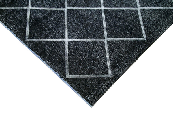 Geometric Carpet Siyah Geometrik Pamuk Yün El Dokuma Halısı 307x382 Agacan
