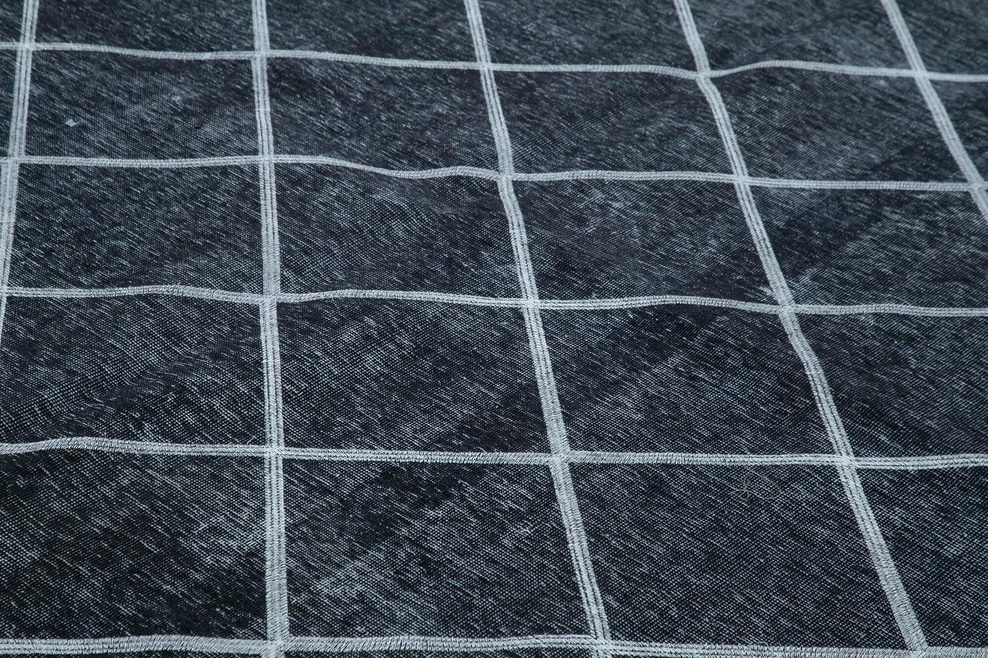 Geometric Carpet Siyah Geometrik Pamuk Yün El Dokuma Halısı 307x382 Agacan