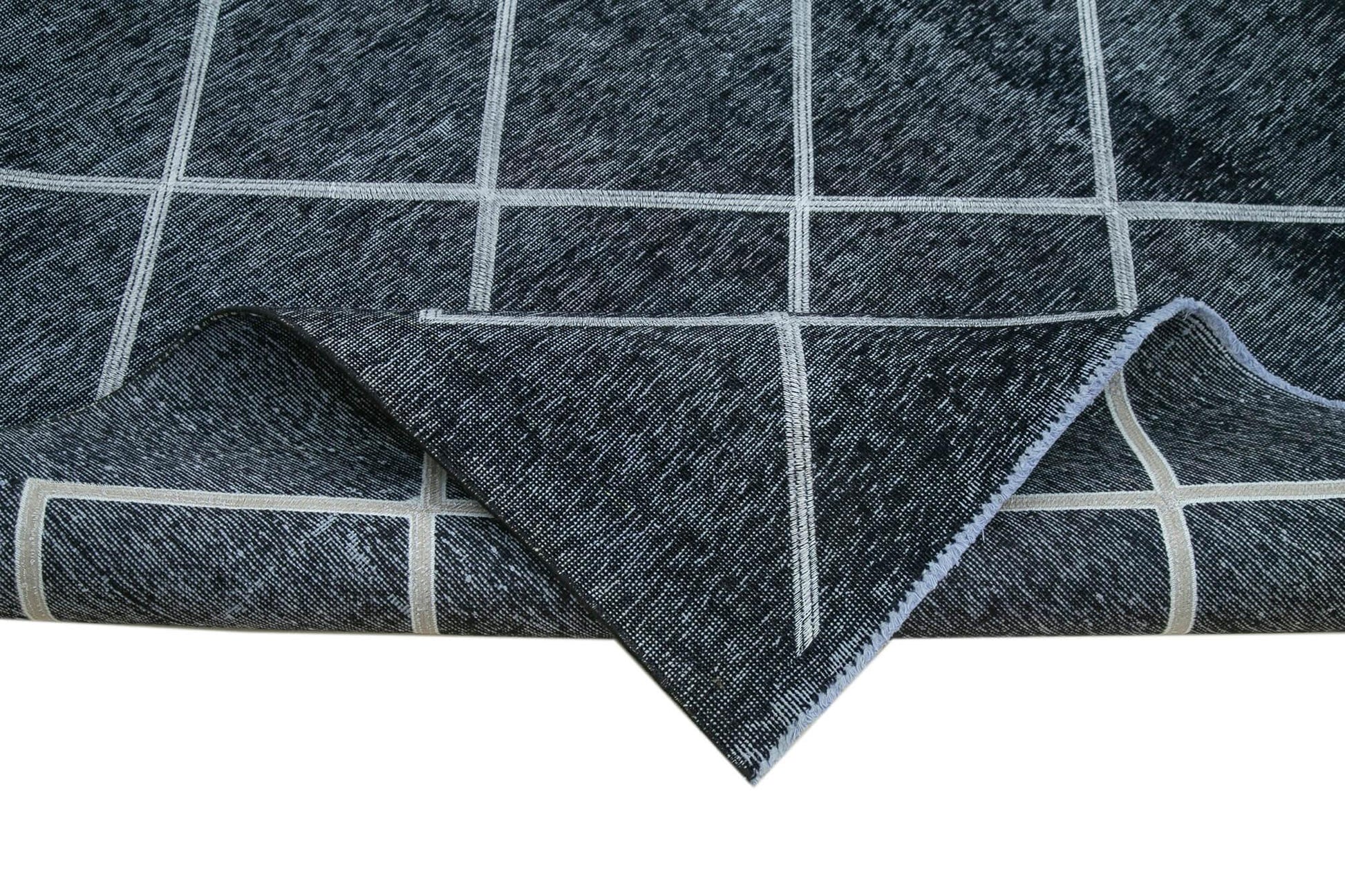 Geometric Carpet Siyah Geometrik Pamuk Yün El Dokuma Halısı 307x382 Agacan