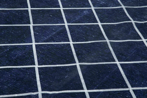 Geometric Carpet Mavi Geometrik Pamuk Yün El Dokuma Halısı 293x431 Agacan