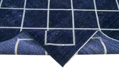 Geometric Carpet Mavi Geometrik Pamuk Yün El Dokuma Halısı 293x431 Agacan