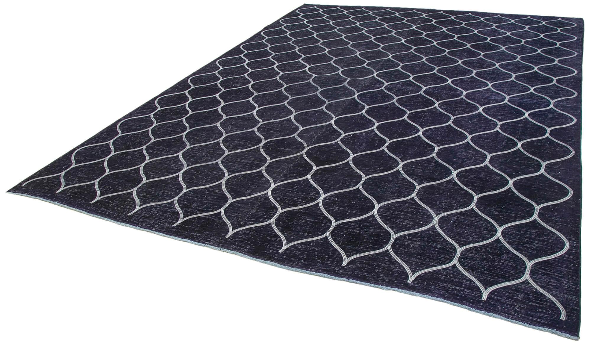 Geometric Carpet Mavi Geometrik Pamuk Yün El Dokuma Halısı 286x396 Agacan
