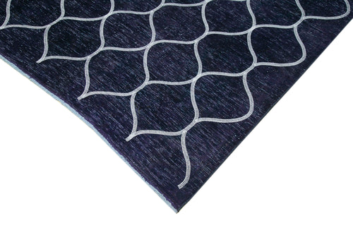 Geometric Carpet Mavi Geometrik Pamuk Yün El Dokuma Halısı 286x396 Agacan