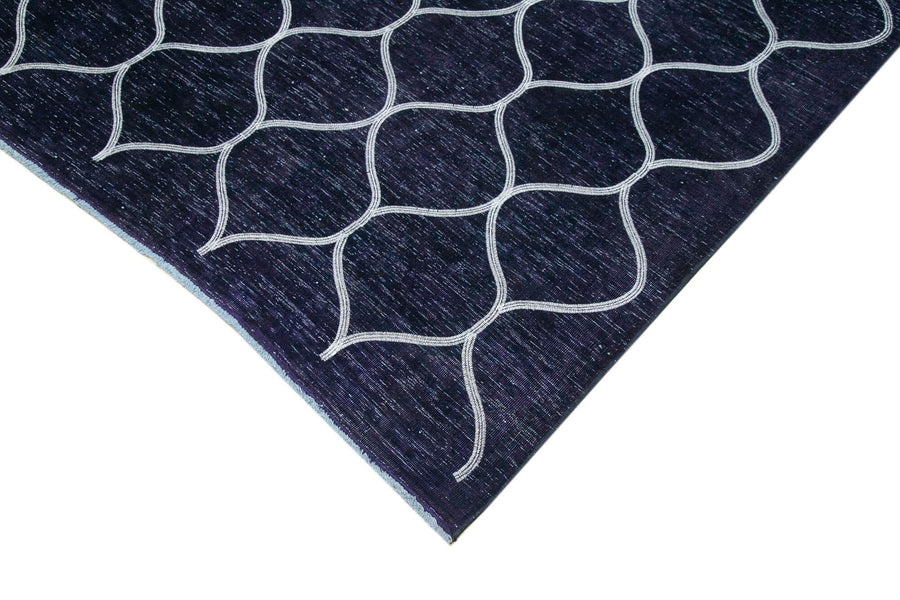 Lacivert El Dokuma Halı Geometrik Desenli 286x396 cm 28011 – Oturma odası kullanımı