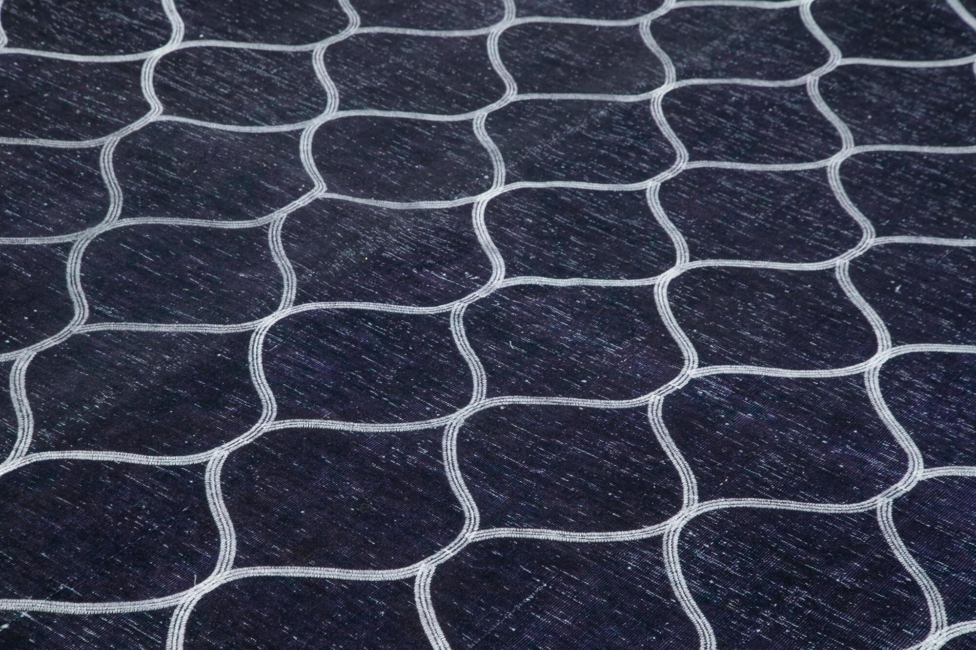 Geometric Carpet Mavi Geometrik Pamuk Yün El Dokuma Halısı 286x396 Agacan