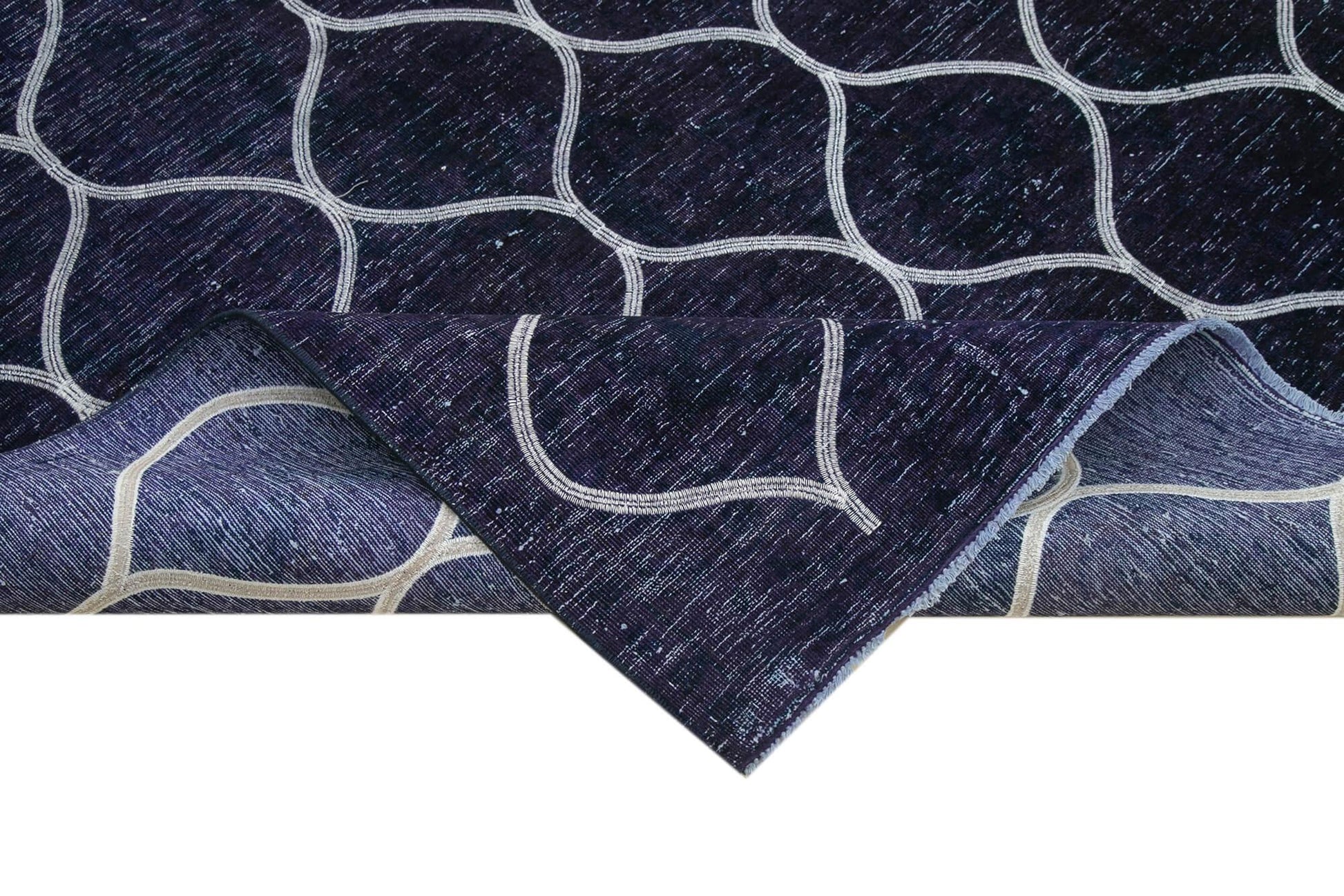 Geometric Carpet Mavi Geometrik Pamuk Yün El Dokuma Halısı 286x396 Agacan