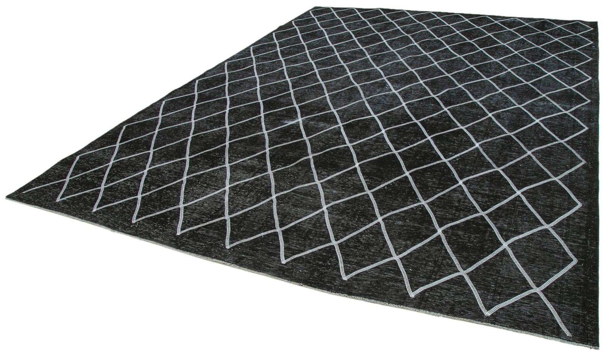 Geometric Carpet Siyah Geometrik Pamuk Yün El Dokuma Halısı 286x389 Agacan