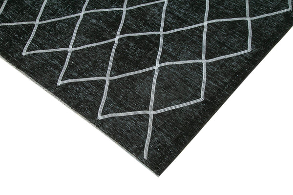 Geometric Carpet Siyah Geometrik Pamuk Yün El Dokuma Halısı 286x389 Agacan