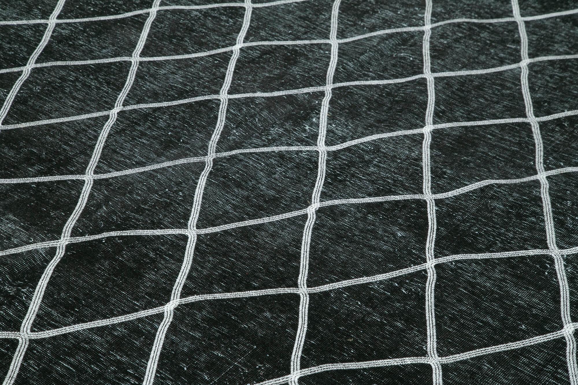 Geometric Carpet Siyah Geometrik Pamuk Yün El Dokuma Halısı 286x389 Agacan