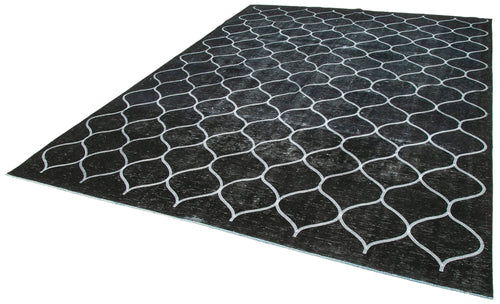Geometric Carpet Siyah Geometrik Pamuk Yün El Dokuma Halısı 262x357 Agacan