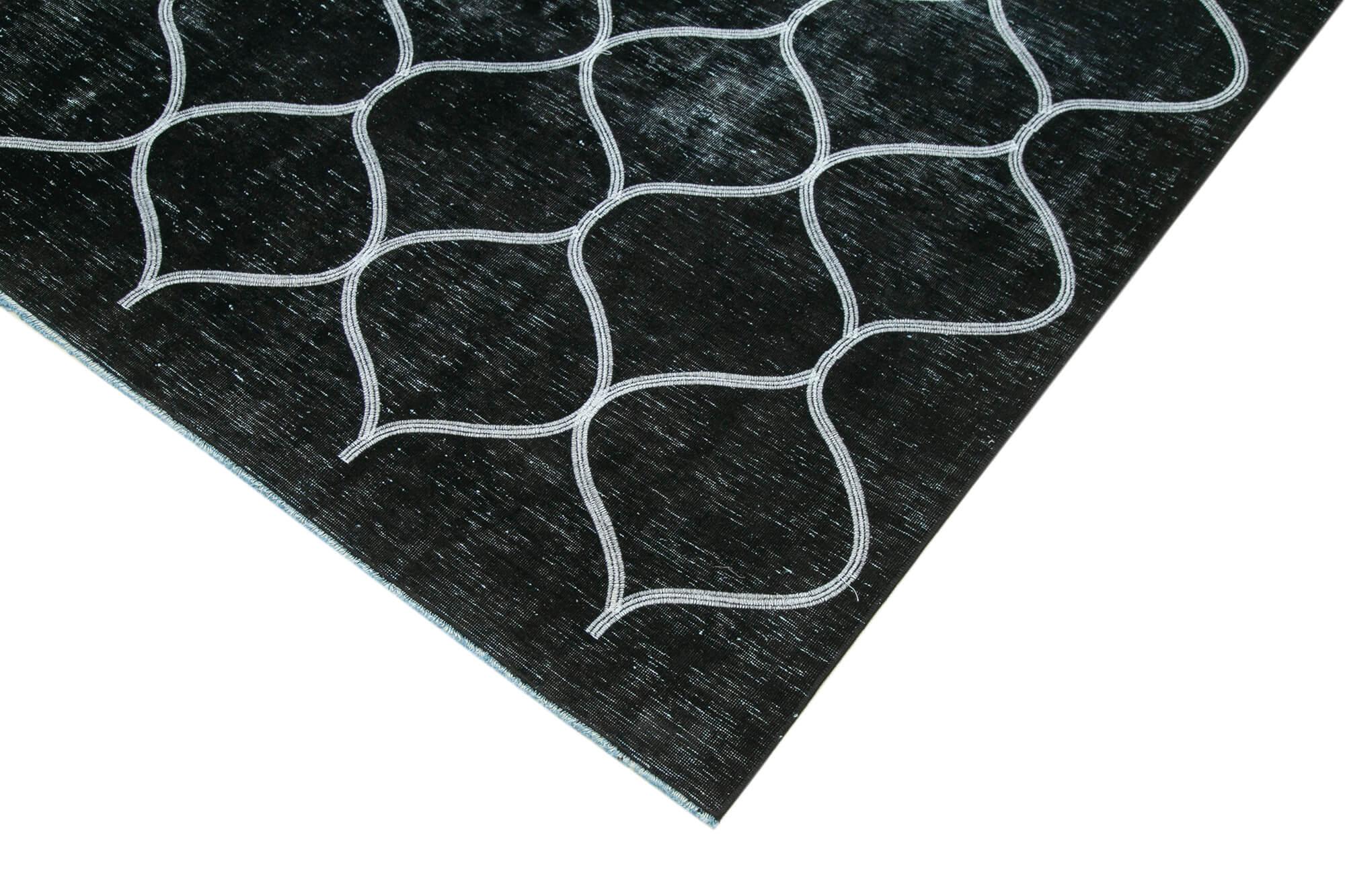 Geometric Carpet Siyah Geometrik Pamuk Yün El Dokuma Halısı 262x357 Agacan