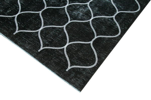 Geometric Carpet Siyah Geometrik Pamuk Yün El Dokuma Halısı 262x357 Agacan