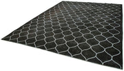 Geometric Carpet Siyah Geometrik Pamuk Yün El Dokuma Halısı 300x381 Agacan