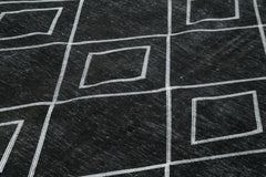 Geometric Carpet Siyah Geometrik Pamuk Yün El Dokuma Halısı 284x408 Agacan