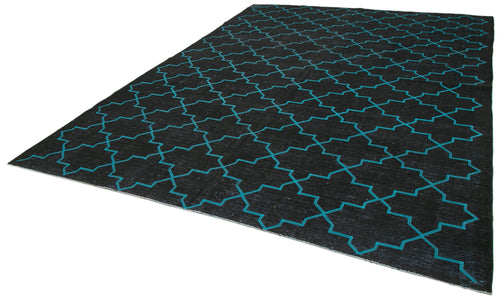 Geometric Carpet Siyah Geometrik Pamuk Yün El Dokuma Halısı 283x385 Agacan