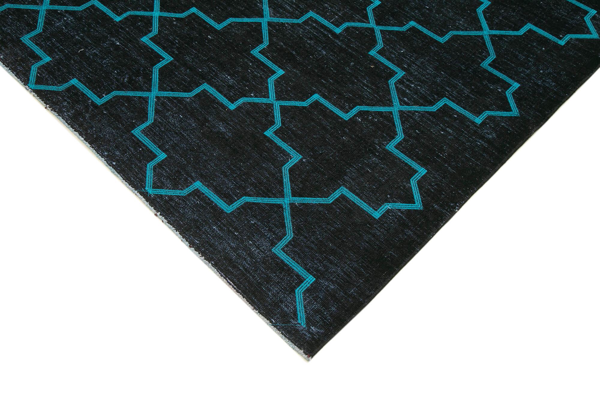 Geometric Carpet Siyah Geometrik Pamuk Yün El Dokuma Halısı 283x385 Agacan