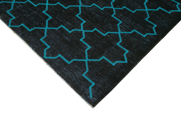 Geometric Carpet Siyah Geometrik Pamuk Yün El Dokuma Halısı 283x385 Agacan