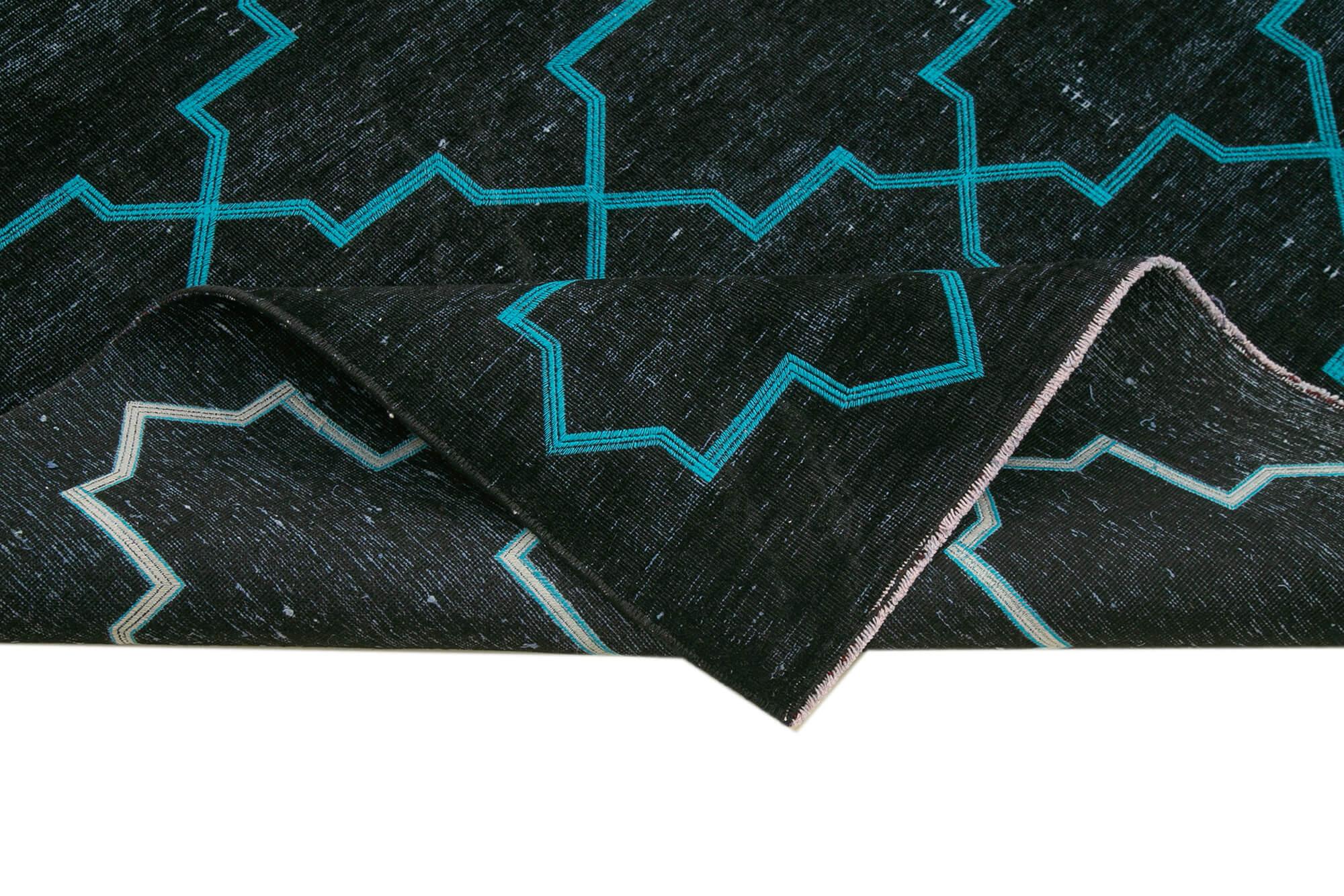 Geometric Carpet Siyah Geometrik Pamuk Yün El Dokuma Halısı 283x385 Agacan