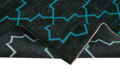 Geometric Carpet Siyah Geometrik Pamuk Yün El Dokuma Halısı 283x385 Agacan