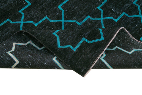 Geometric Carpet Siyah Geometrik Pamuk Yün El Dokuma Halısı 283x385 Agacan