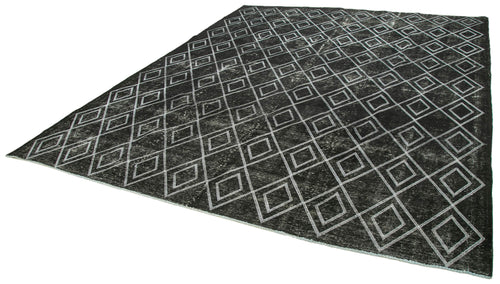 Geometric Carpet Siyah Geometrik Pamuk Yün El Dokuma Halısı 290x369 Agacan