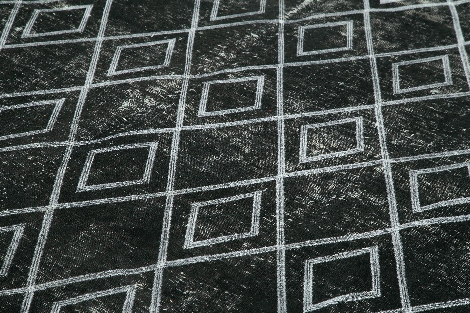 Geometric Carpet Siyah Geometrik Pamuk Yün El Dokuma Halısı 290x369 Agacan