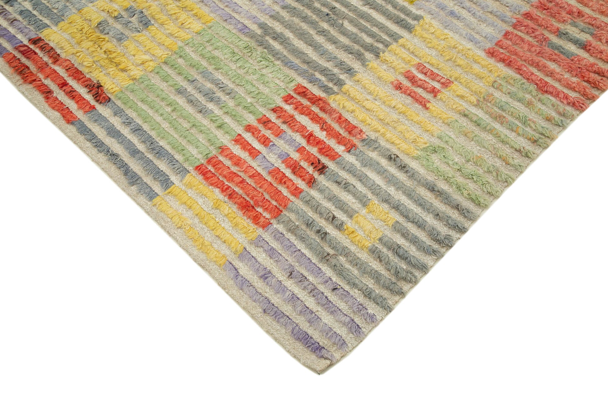 PonponTuruncu Geometrik Pamuk Yün El Dokuma Halısı 194x302 Agacan