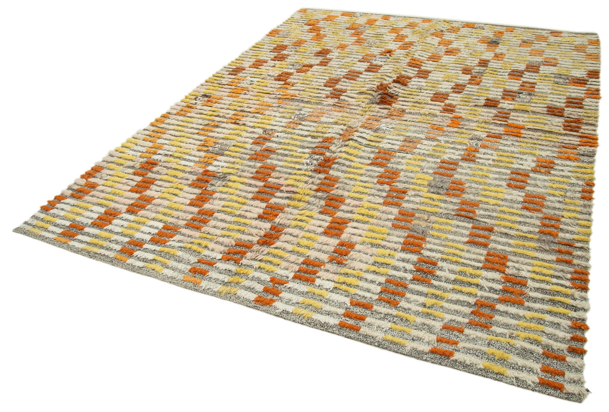 PonponYeşil Geometrik Pamuk Yün El Dokuma Halısı 223x287 Agacan