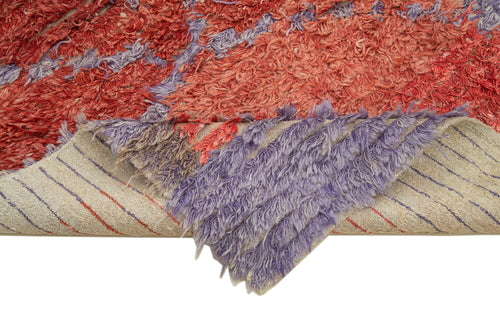 PonponKırmızı Geometrik Pamuk Yün El Dokuma Halısı 116x208 Agacan