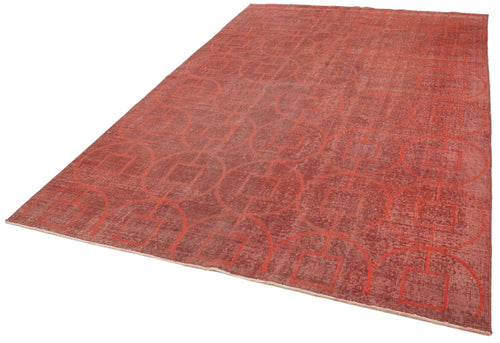 Geometric Carpet Kırmızı Geometrik Pamuk Yün El Dokuma Halısı 206x305 Agacan