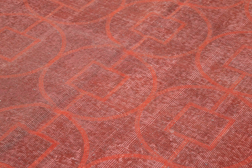 Geometric Carpet Kırmızı Geometrik Pamuk Yün El Dokuma Halısı 206x305 Agacan