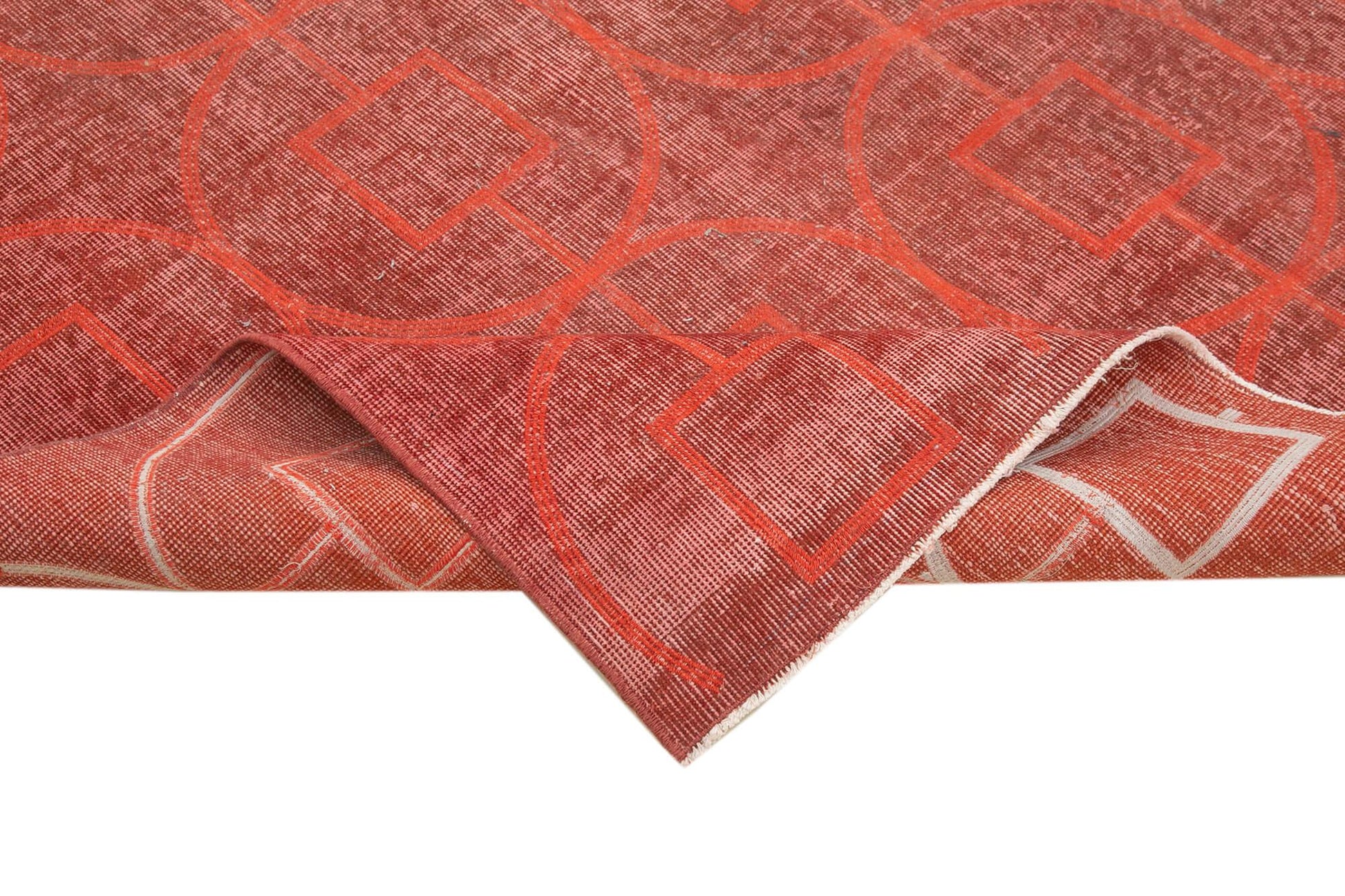 Geometric Carpet Kırmızı Geometrik Pamuk Yün El Dokuma Halısı 206x305 Agacan