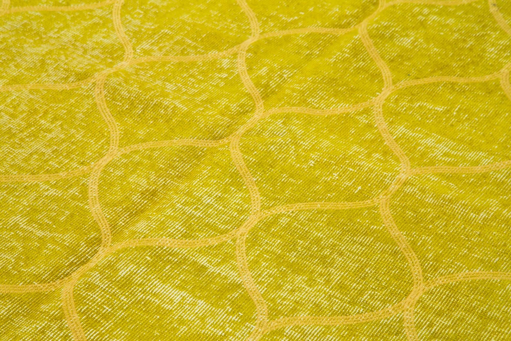 Geometric Carpet Sarı Geometrik Pamuk Yün El Dokuma Halısı 148x245 Agacan