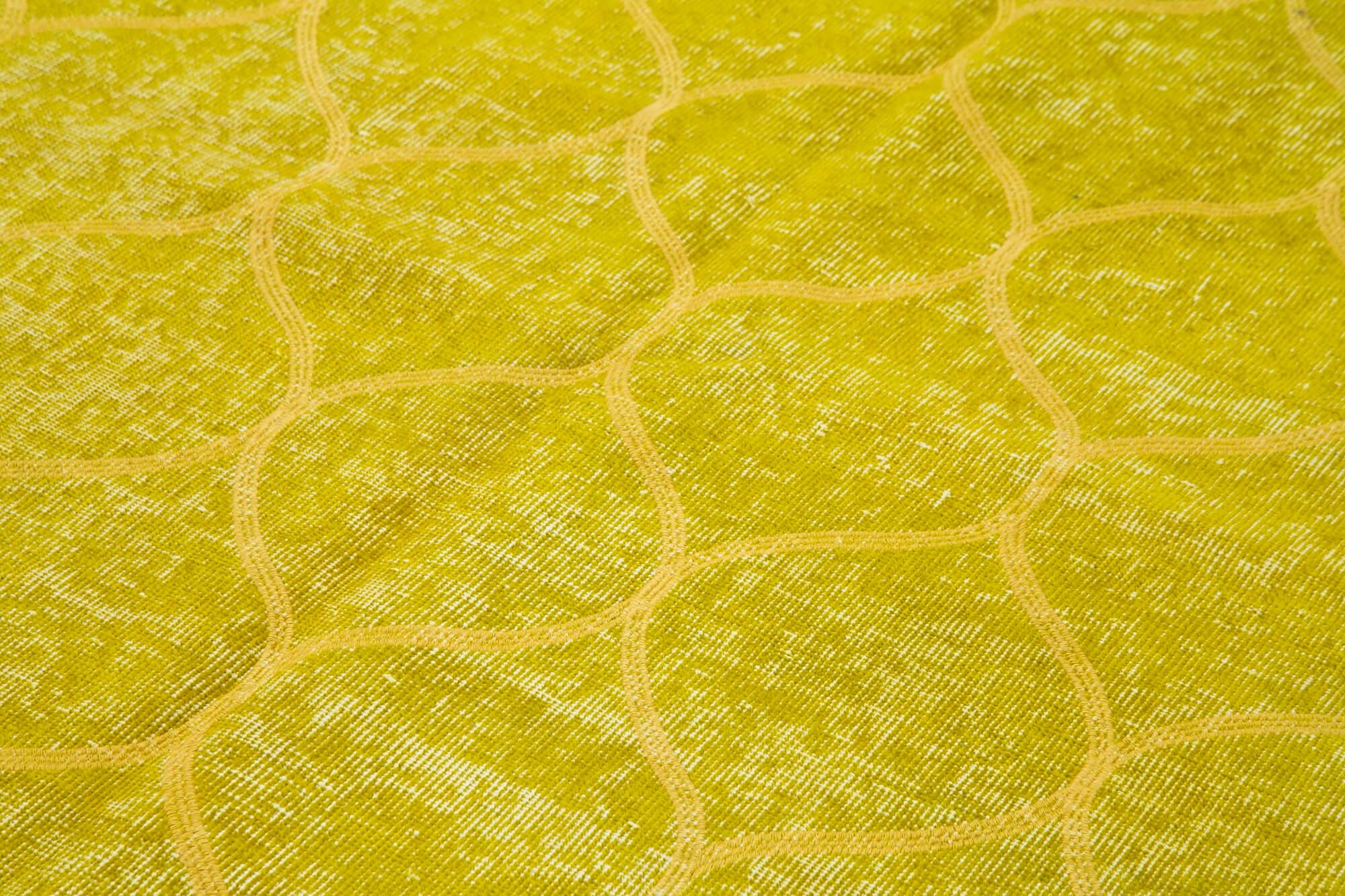 Geometric Carpet Sarı Geometrik Pamuk Yün El Dokuma Halısı 148x245 Agacan