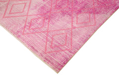 Geometric Carpet Pembe Geometrik Pamuk Yün El Dokuma Halısı 205x295 Agacan