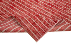 Geometric Carpet Kırmızı Geometrik Pamuk Yün El Dokuma Halısı 212x310 Agacan