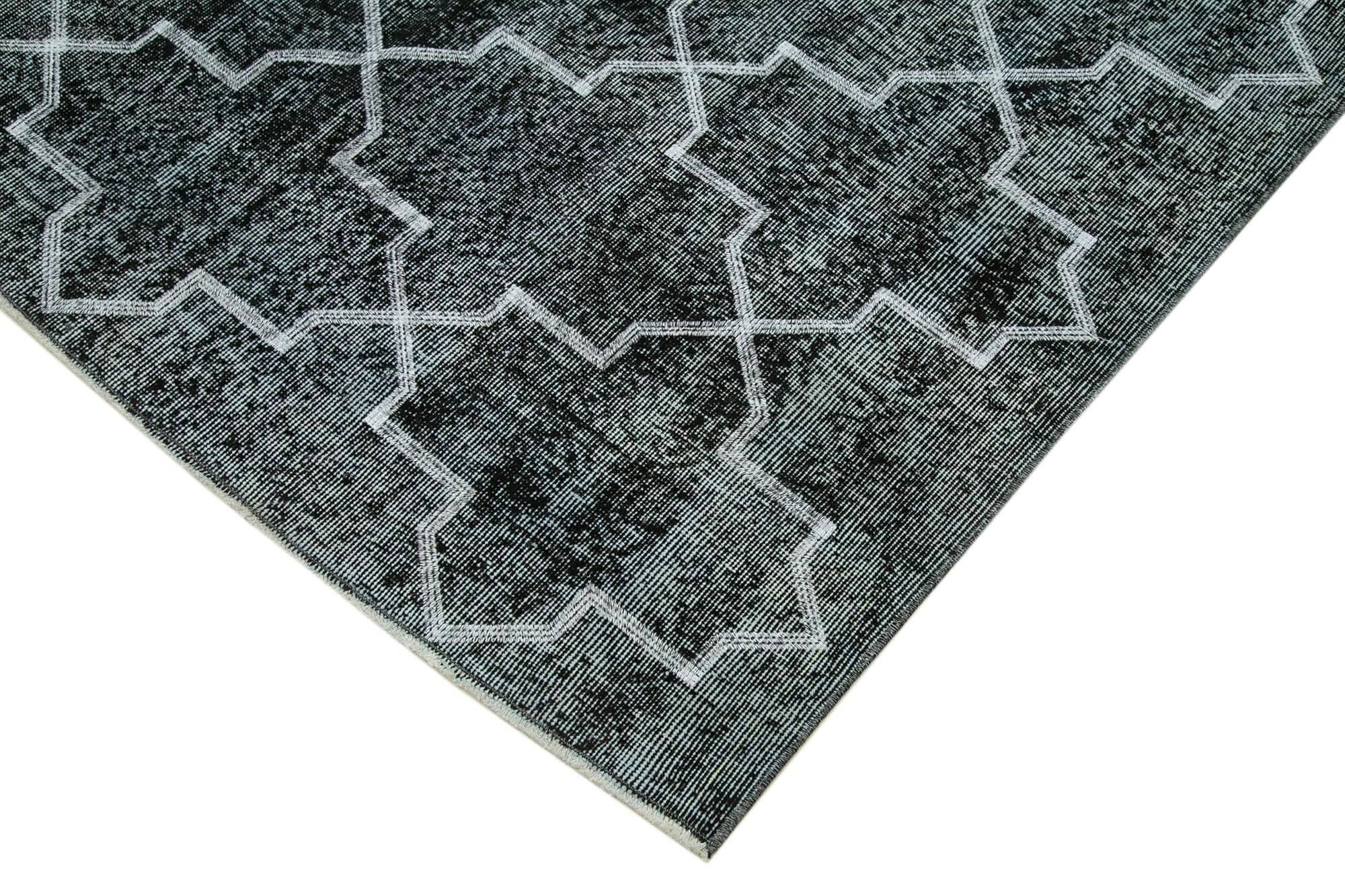 Geometric Carpet Siyah Geometrik Pamuk Yün El Dokuma Halısı 150x243 Agacan