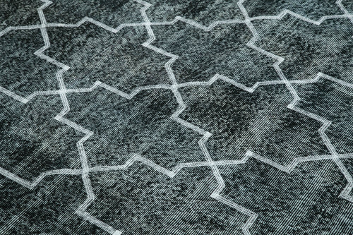 Geometric Carpet Siyah Geometrik Pamuk Yün El Dokuma Halısı 150x243 Agacan