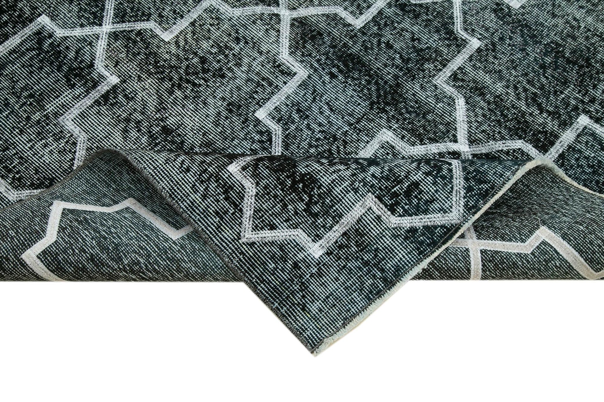 Geometric Carpet Siyah Geometrik Pamuk Yün El Dokuma Halısı 150x243 Agacan