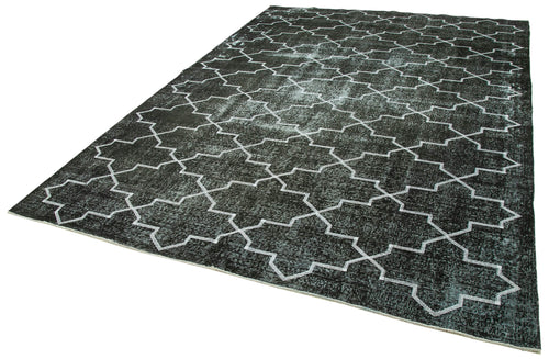 Geometric Carpet Siyah Geometrik Pamuk Yün El Dokuma Halısı 244x326 Agacan