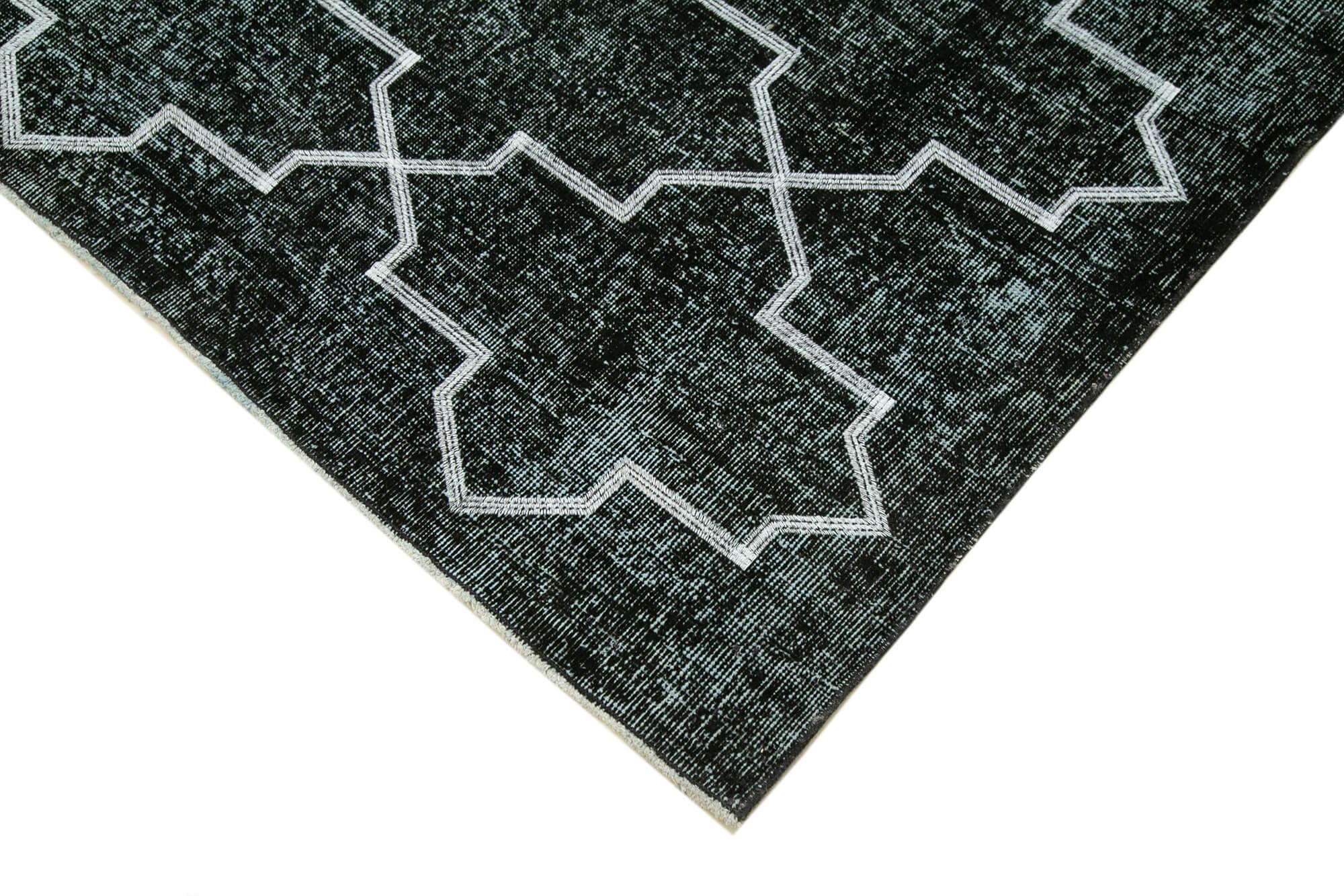 Geometric Carpet Siyah Geometrik Pamuk Yün El Dokuma Halısı 244x326 Agacan