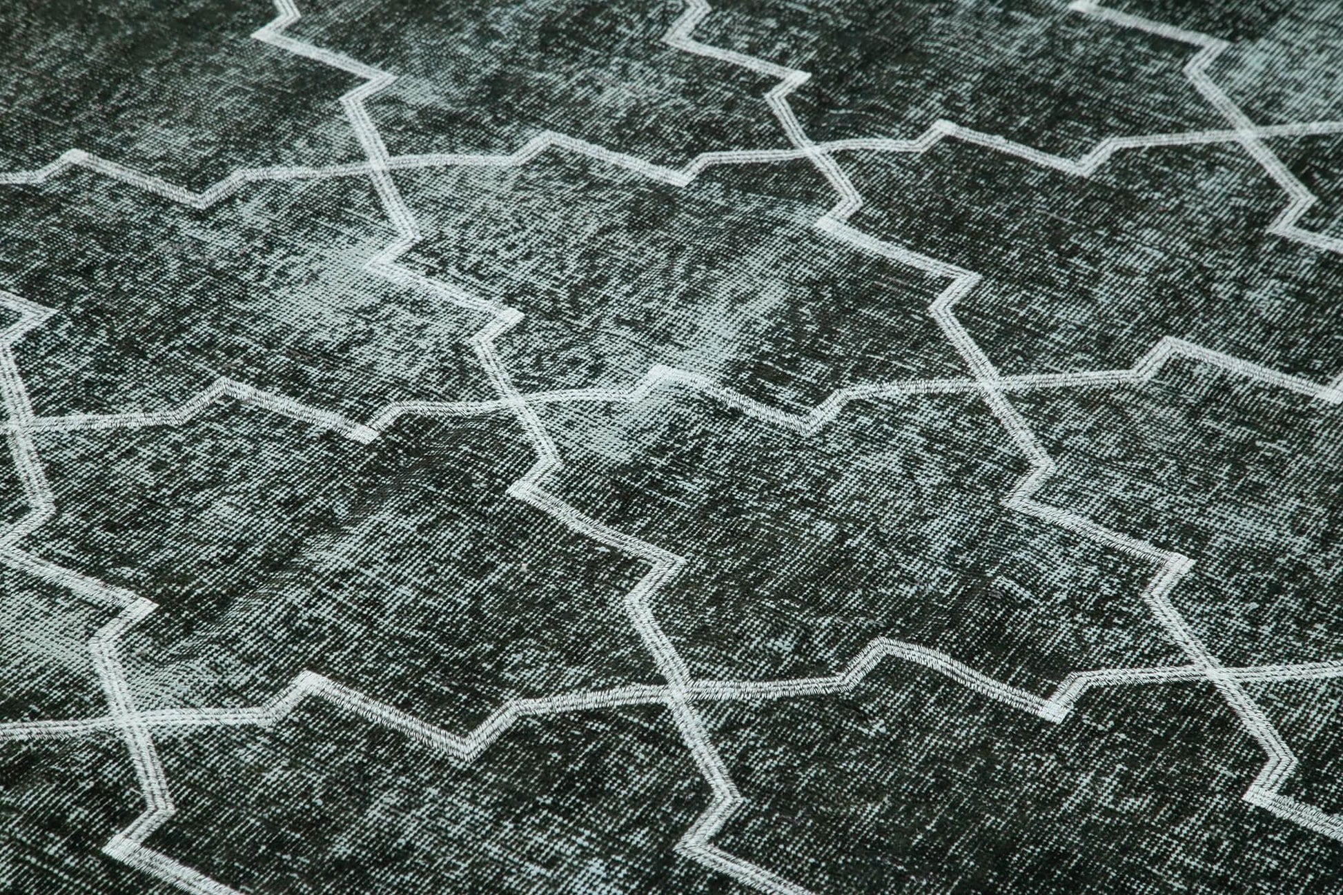 Geometric Carpet Siyah Geometrik Pamuk Yün El Dokuma Halısı 244x326 Agacan