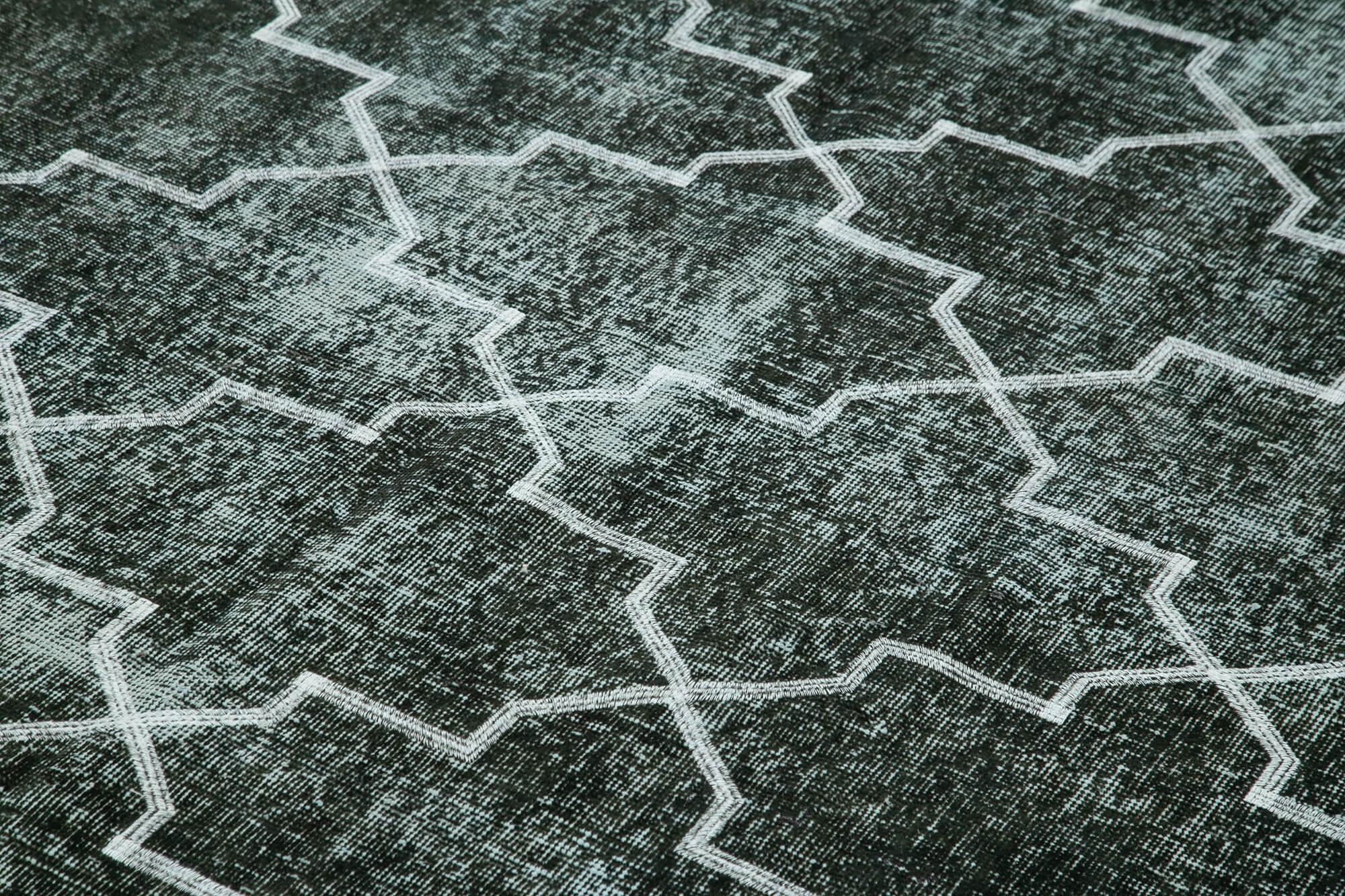 Geometric Carpet Siyah Geometrik Pamuk Yün El Dokuma Halısı 244x326 Agacan