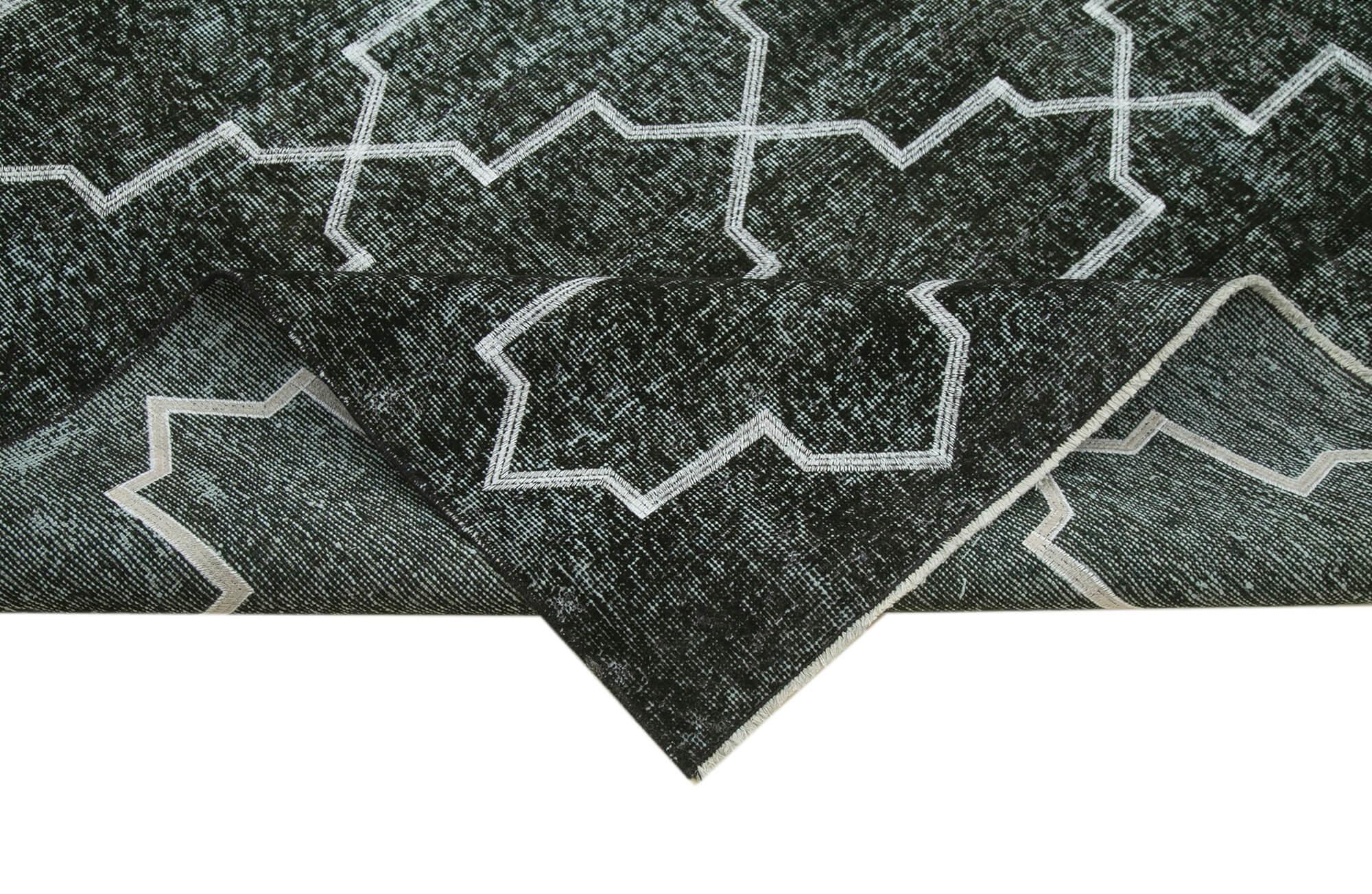 Geometric Carpet Siyah Geometrik Pamuk Yün El Dokuma Halısı 244x326 Agacan
