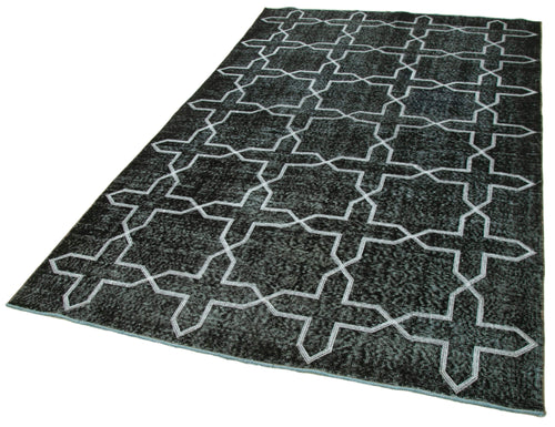 Geometric Carpet Siyah Geometrik Pamuk Yün El Dokuma Halısı 165x285 Agacan