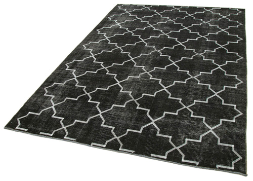 Geometric Carpet Siyah Geometrik Pamuk Yün El Dokuma Halısı 172x265 Agacan