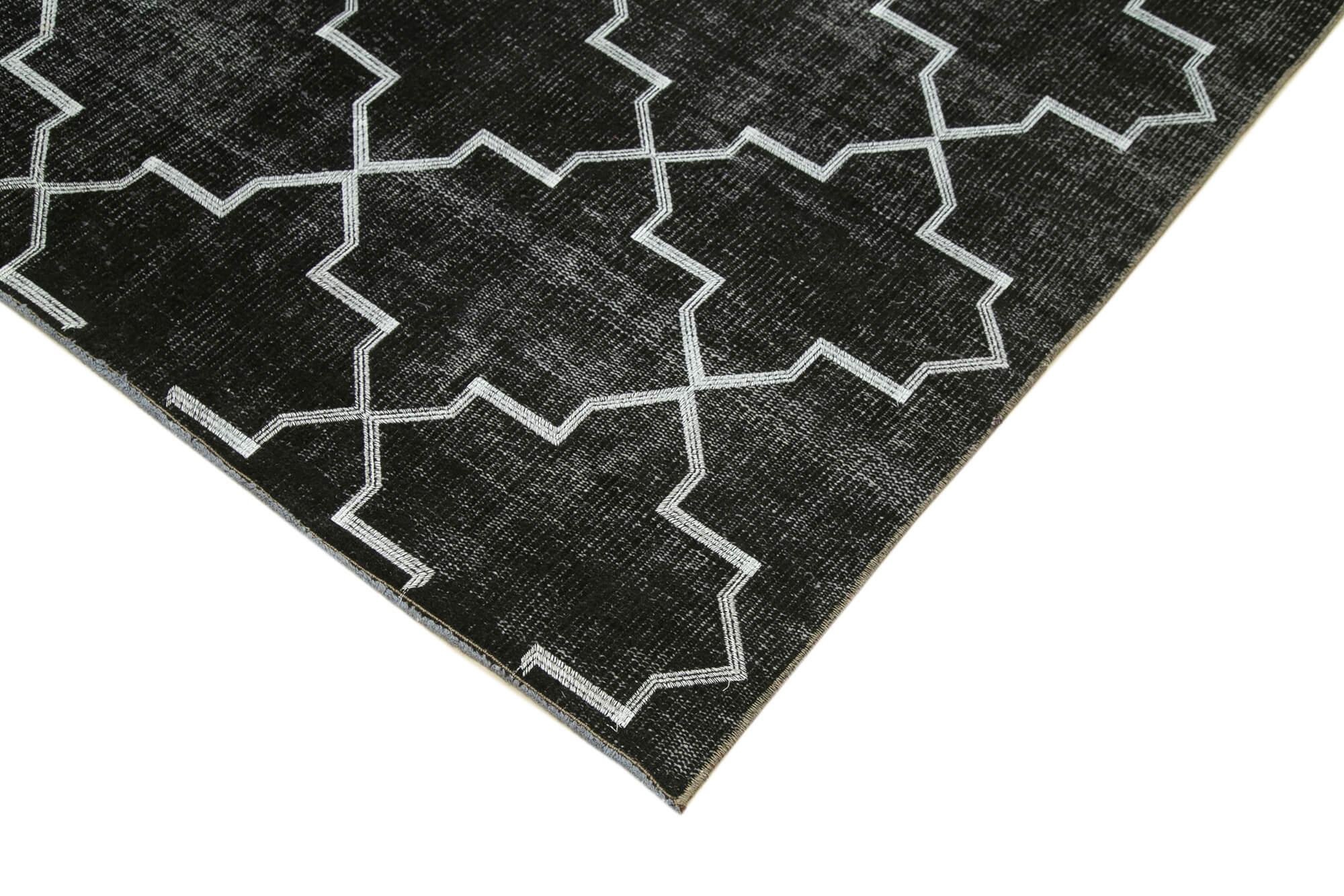 Geometric Carpet Siyah Geometrik Pamuk Yün El Dokuma Halısı 172x265 Agacan