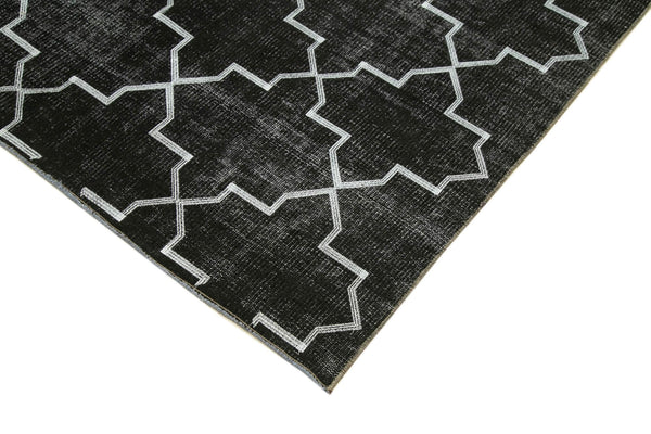 Geometric Carpet Siyah Geometrik Pamuk Yün El Dokuma Halısı 172x265 Agacan