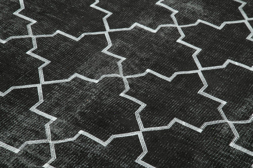 Geometric Carpet Siyah Geometrik Pamuk Yün El Dokuma Halısı 172x265 Agacan