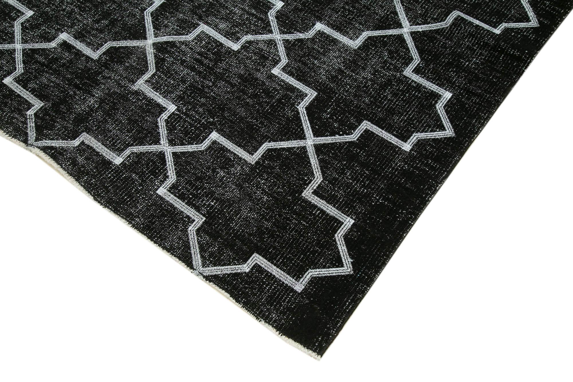 Geometric Carpet Siyah Geometrik Pamuk Yün El Dokuma Halısı 152x241 Agacan
